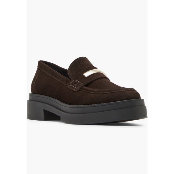 Steve Madden Academia Y2K Chunky Preppy Platform Brown Suede Loafers 8.5 NEW - Picture 1 of 8
